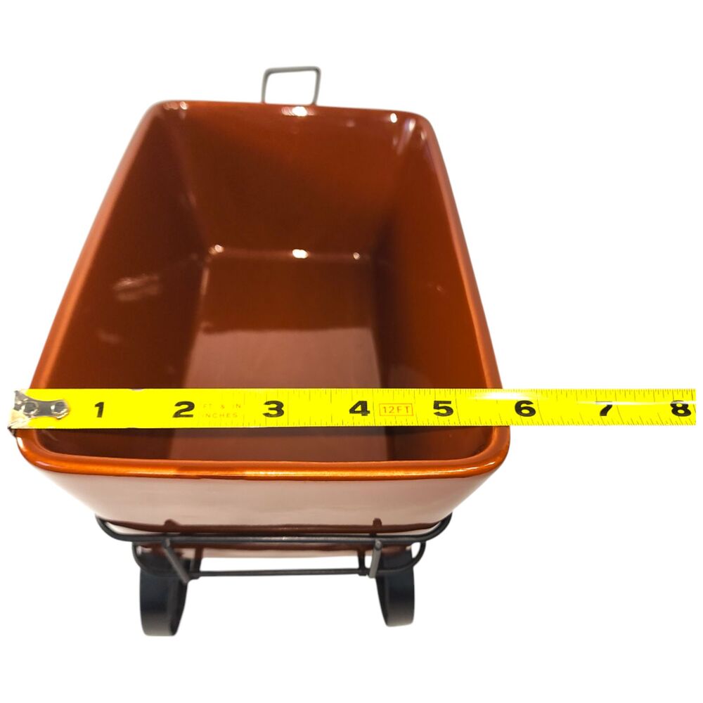 LTD Salad Bowl-Garden-Décor Wagon-Ceramic Brown with Shovel & Fork - Picture 6 of 11